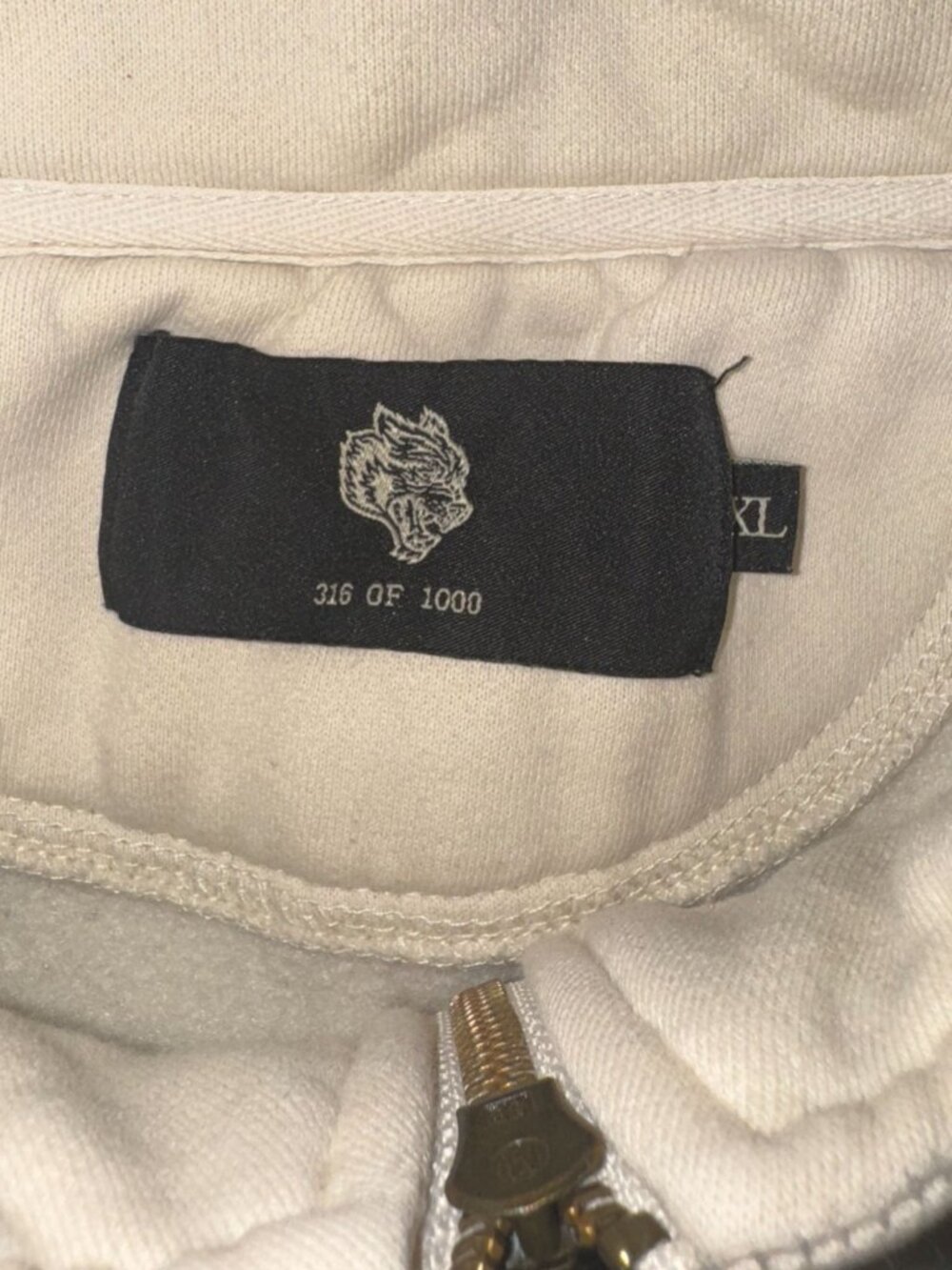 Dare Sport Limit edition 316 of 1000 Wolves XL White Quarter Zip Pullover Sweats - Picture 2 of 7